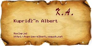 Kuprián Albert névjegykártya