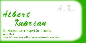 albert kuprian business card